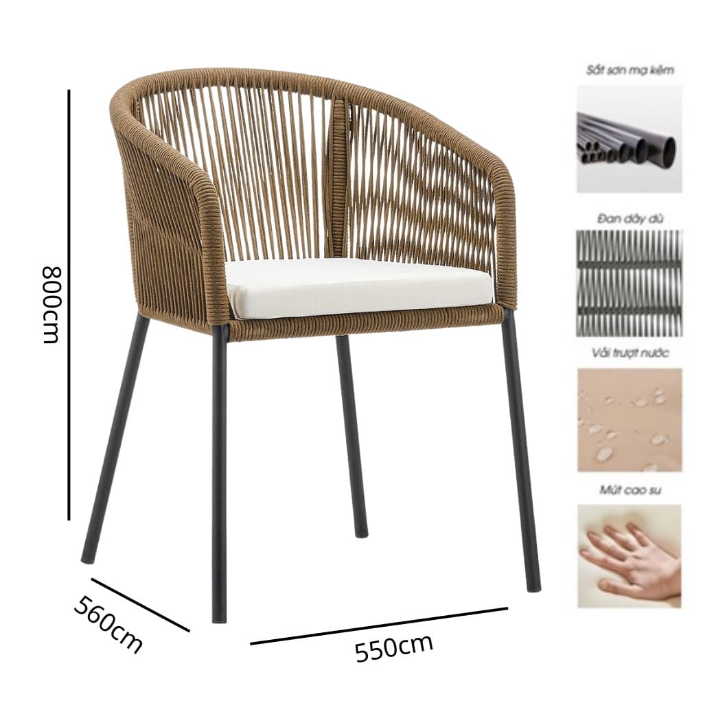 Ghế Ngồi Ngoài Trời Đan – NT08 - ảnh 6